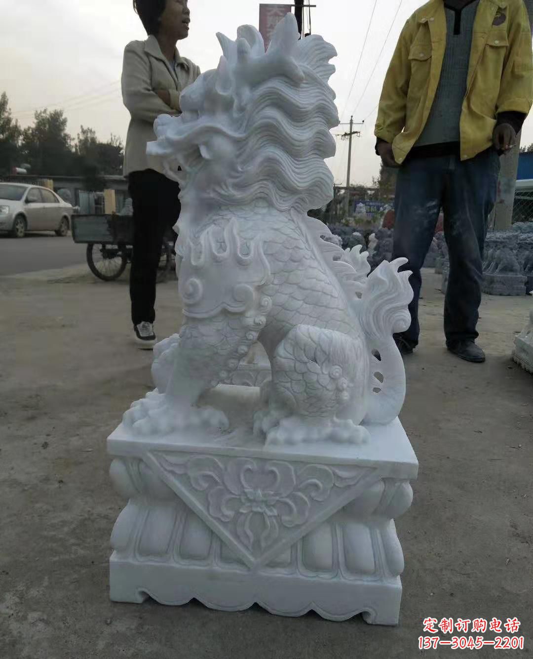 鹤壁汉白玉门口古代神兽镇宅麒麟雕塑