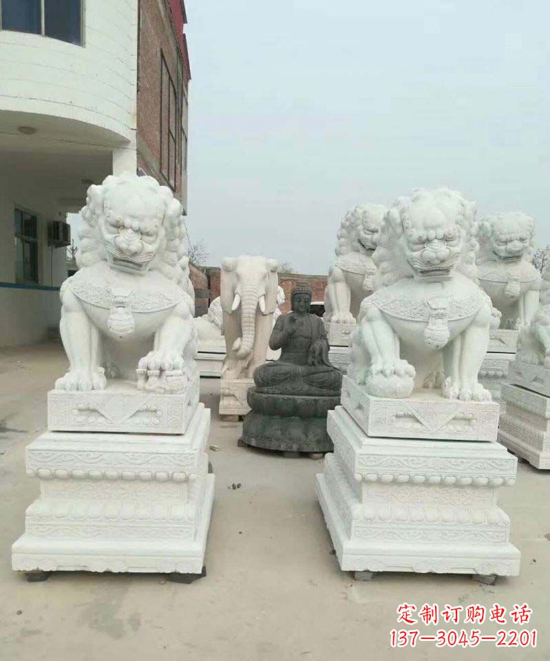 鹤壁汉白玉门口狮子雕塑