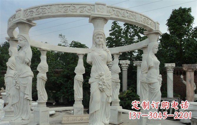 鹤壁汉白玉欧式凉亭雕塑,尽享悠然凉意