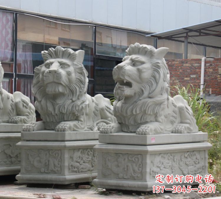 鹤壁汉白玉狮子雕塑,欧式风格精美雕塑
