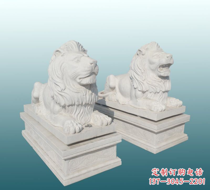 鹤壁汉白玉狮子雕塑,来自中领雕塑精美设计