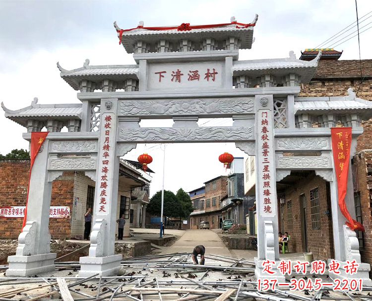 鹤壁精美绝伦的汉白玉牌坊石雕