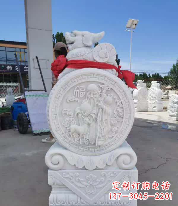 鹤壁汉白玉貔貅石门墩
