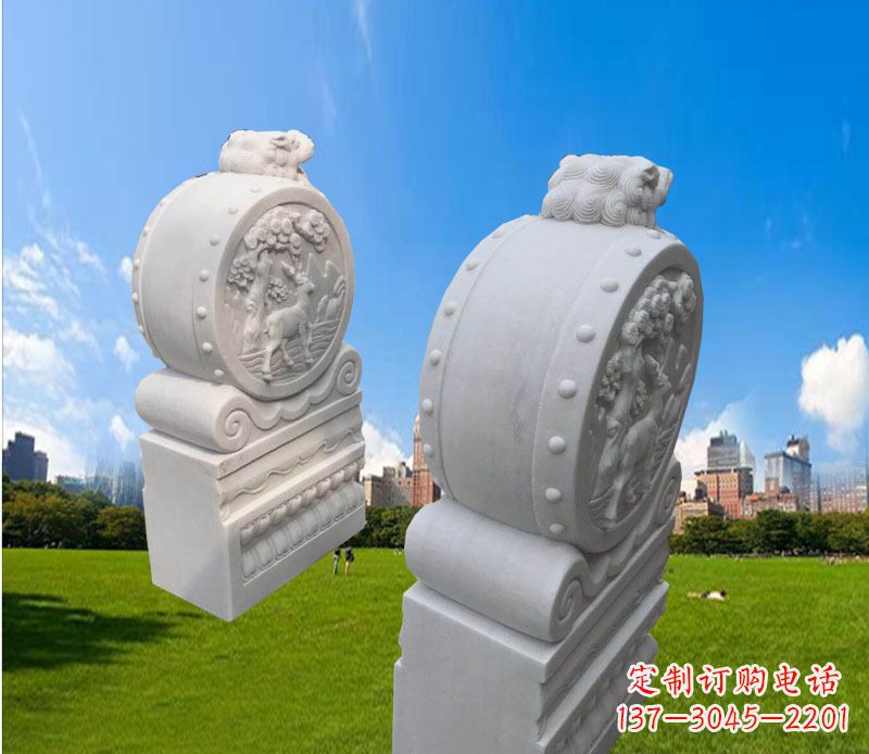 鹤壁汉白玉辟邪门墩雕塑