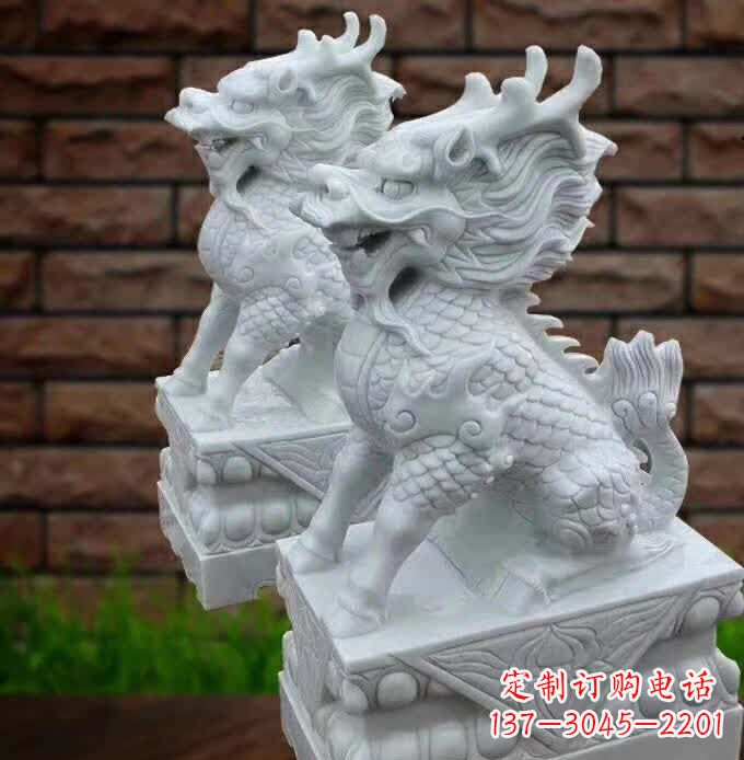 鹤壁汉白玉麒麟雕塑1