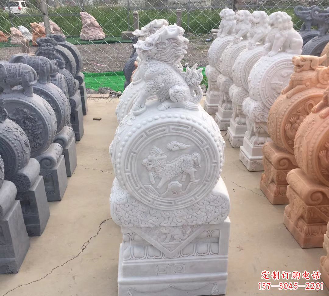 鹤壁汉白玉麒麟狮子抱鼓石