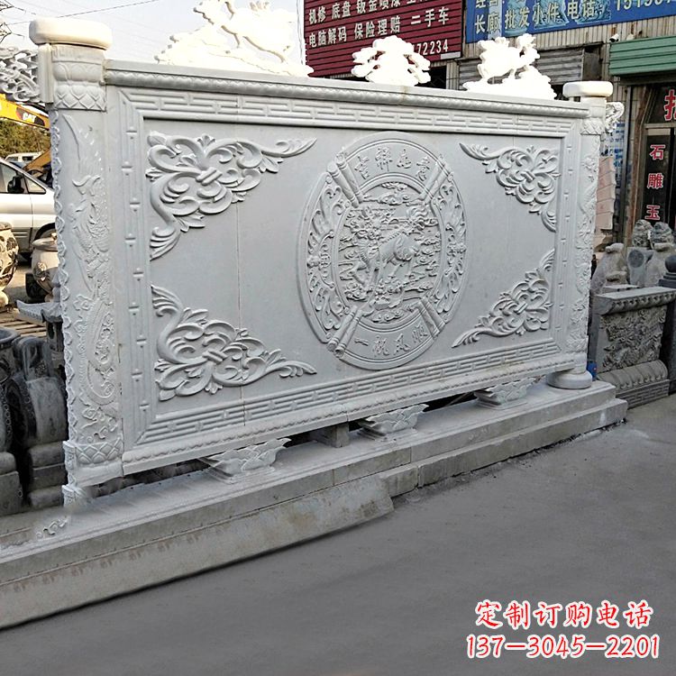 鹤壁汉白玉麒麟石雕影壁墙-庭院别墅院落大门古建萧墙