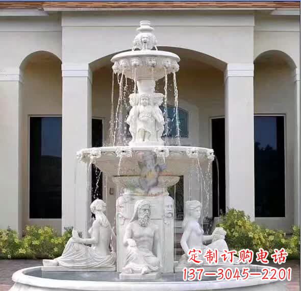 鹤壁汉白玉精美完美的喷泉雕塑
