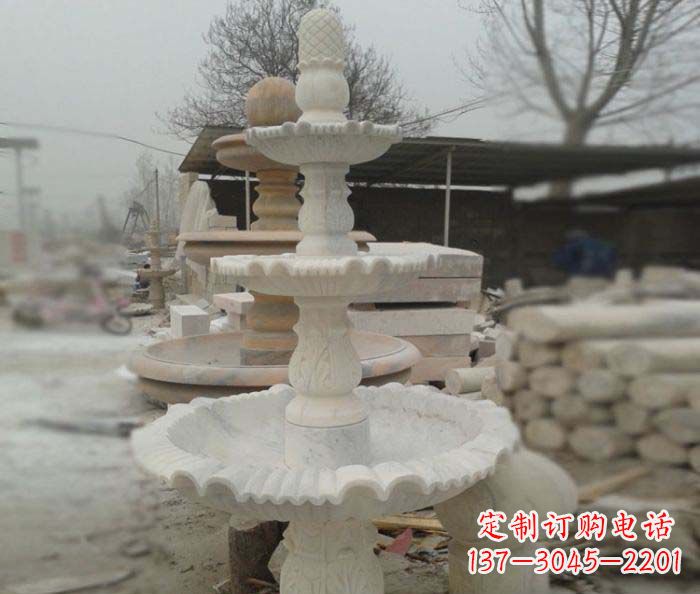 鹤壁汉白玉三层别墅小型喷泉石雕,让你的空间更加优雅