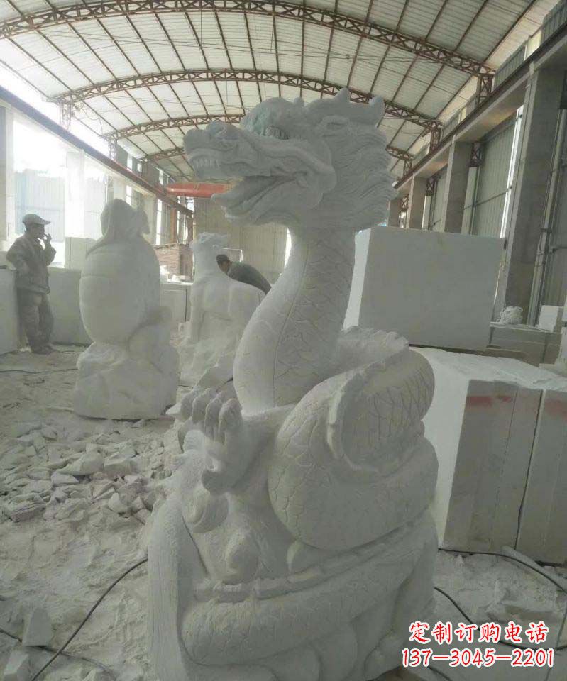 鹤壁高品质汉白玉生肖龙雕塑