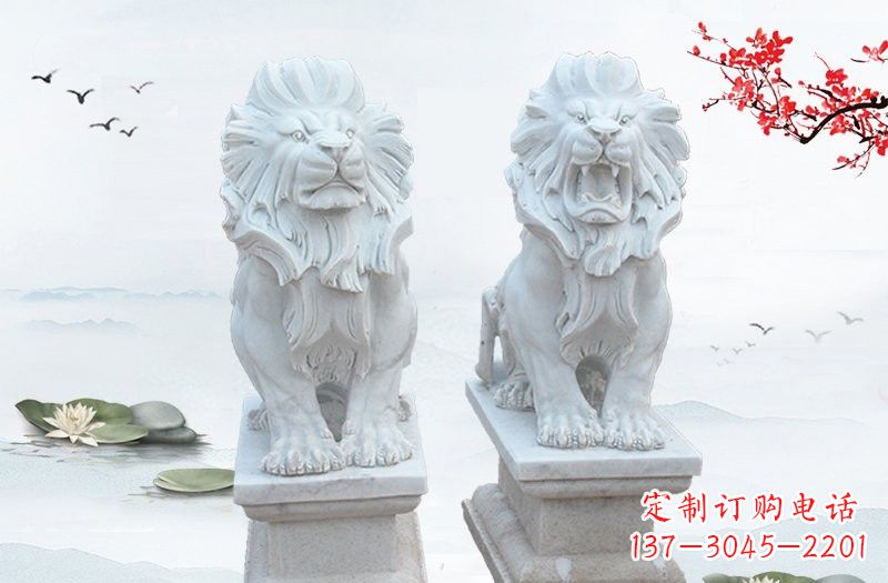 鹤壁精美雕刻的汉白玉西洋狮子