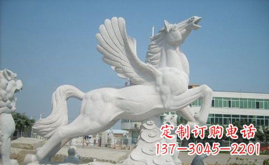 鹤壁精美祥云飞马石雕,古朴大气