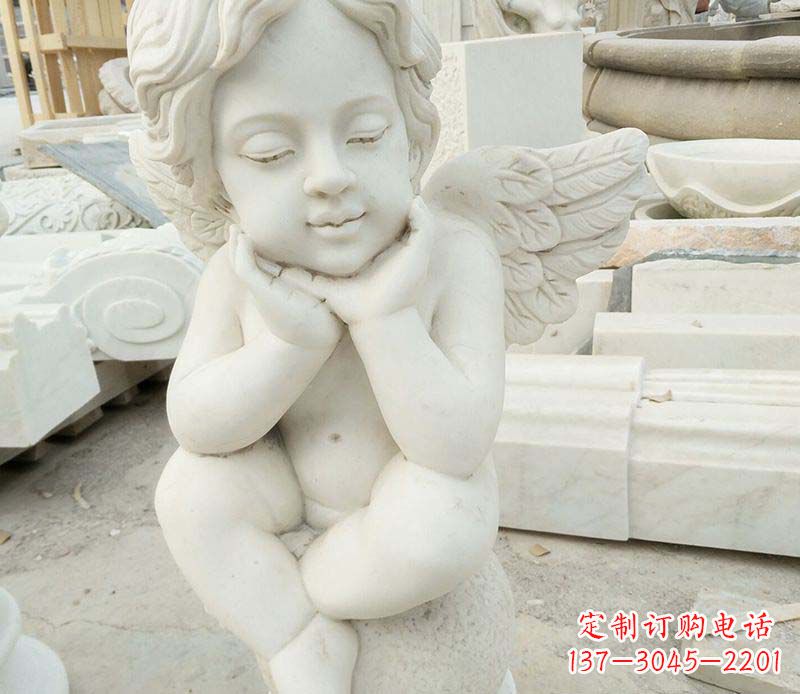 鹤壁汉白玉小天使西方儿童石雕,让孩子们拥有属于自己的天使