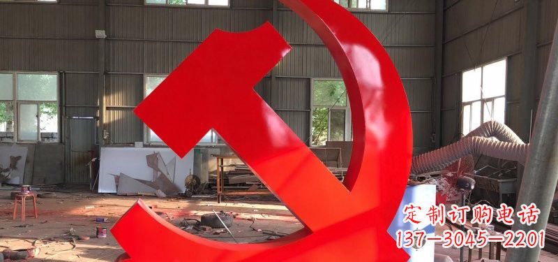 鹤壁河南不锈钢党徽雕塑,精致而完美