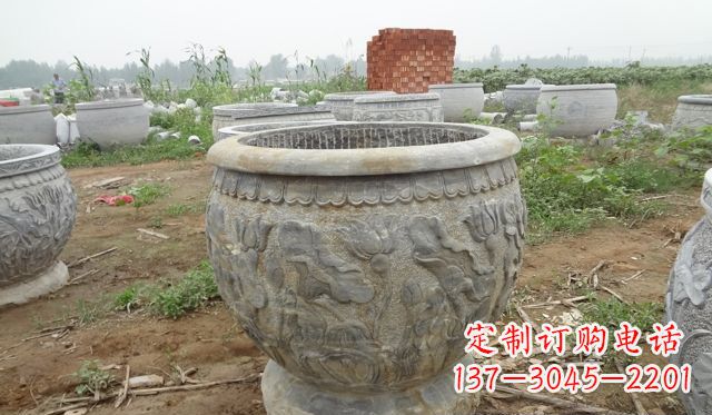 鹤壁荷花花盆公园景观石浮雕