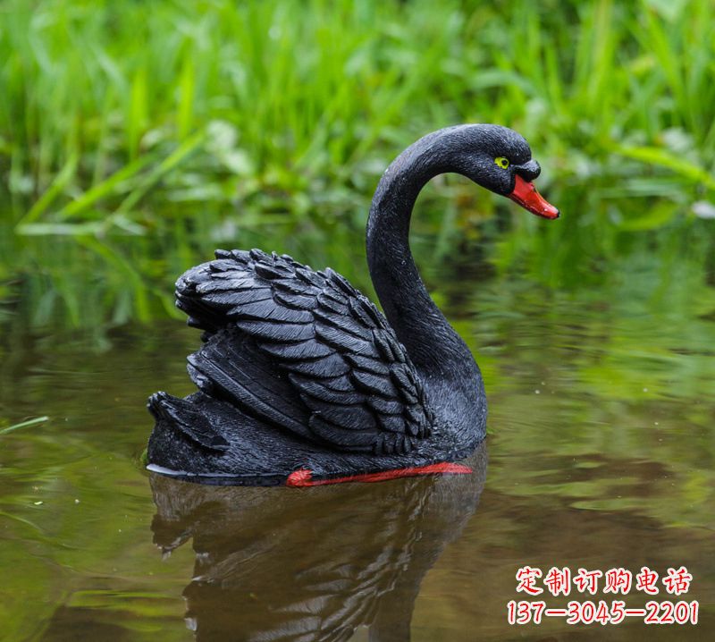 鹤壁黑天鹅展翅款-玻璃钢仿真天鹅摆件