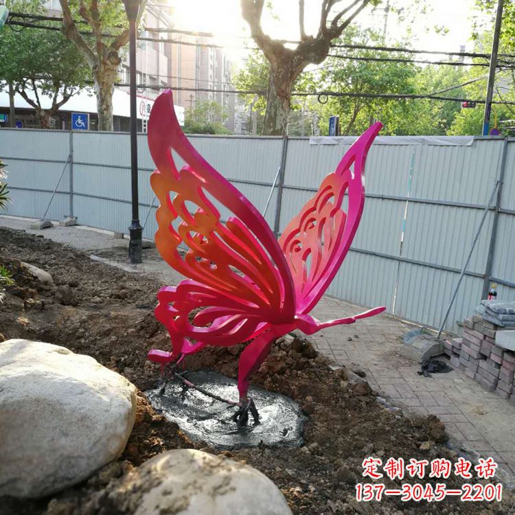 鹤壁红色不锈钢蝴蝶园林摆件