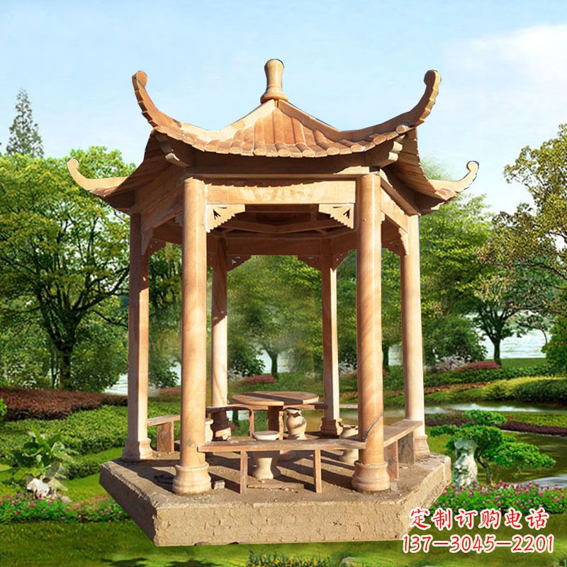 鹤壁红色大理石凉亭