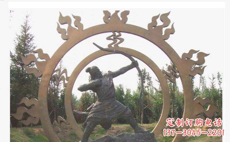 鹤壁后羿射日玻璃钢仿铜人物雕塑