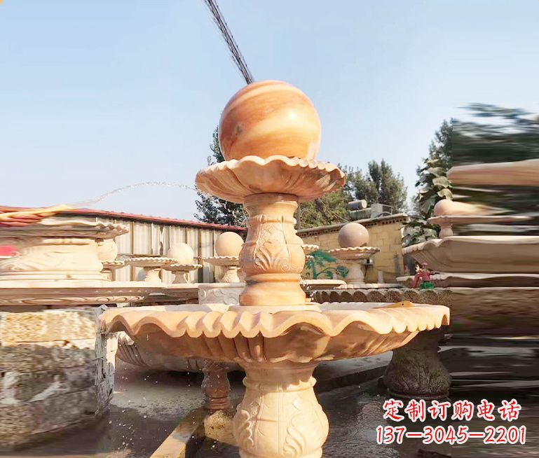 鹤壁湖北石雕风水球喷泉——精品水泵雕塑