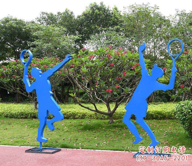 鹤壁户外不锈钢打羽毛球人物雕塑
