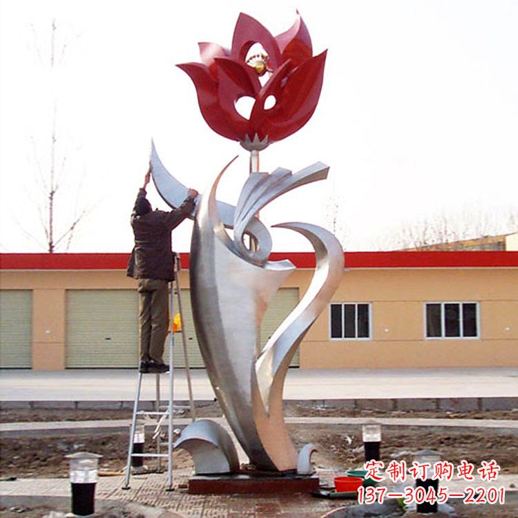 鹤壁户外大型不锈钢雕塑玫瑰花