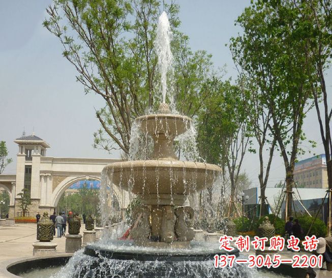 鹤壁户外多层喷泉石雕_2