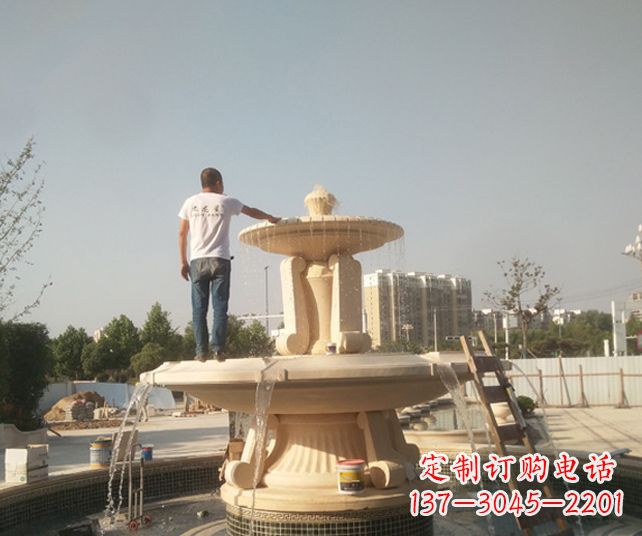 鹤壁户外多层喷泉石雕_1