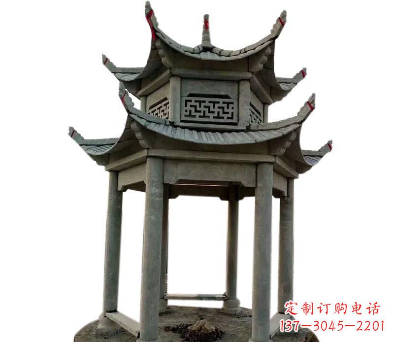 鹤壁传统双层六角凉亭石雕