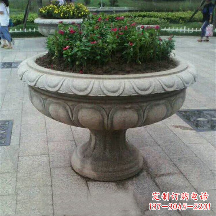 鹤壁中领雕塑:精美花岗岩公园石雕花盆