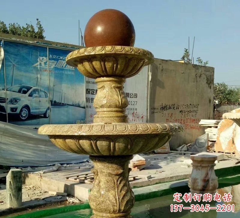 鹤壁精美花岗岩双层风水球雕塑