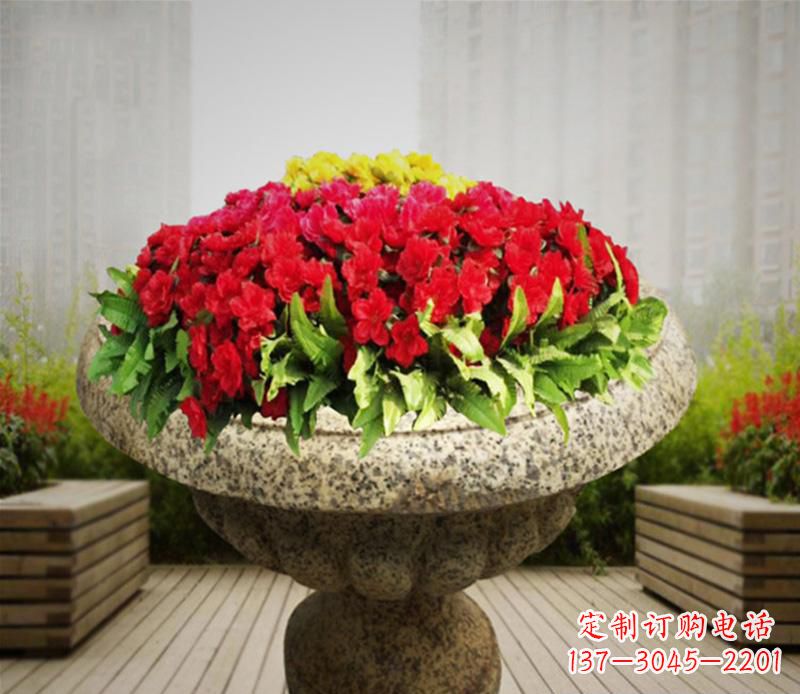 鹤壁花岗岩小区景观花盆雕塑:精美艺术设计
