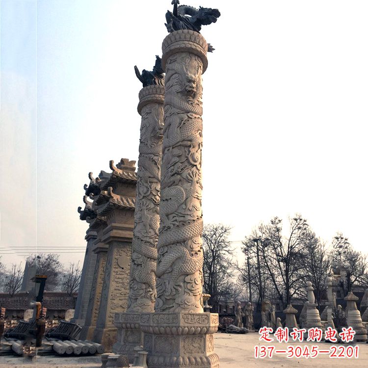 鹤壁精致精美的华表柱石雕