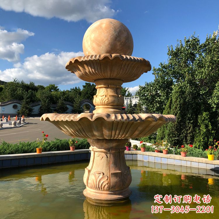 鹤壁经典黄锈石喷泉装饰雕塑