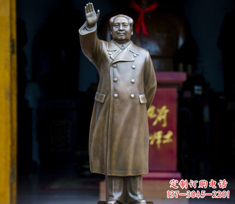 鹤壁挥手的主席广场铜雕景观雕塑