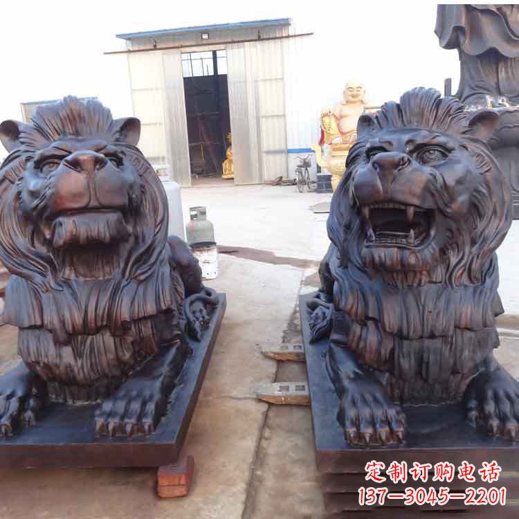 鹤壁汇丰银行狮子雕塑,精美雕塑展示您的财富
