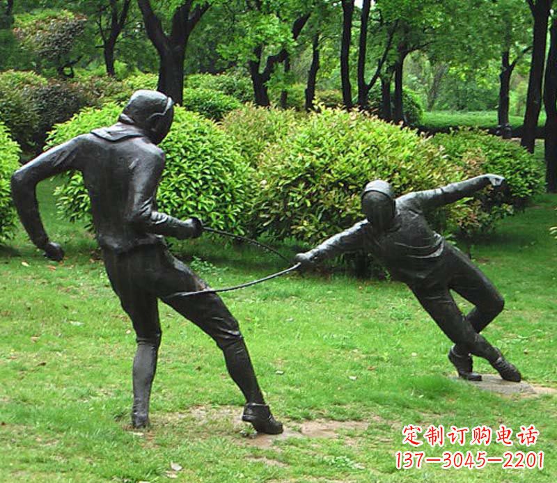 鹤壁击剑运动员铜雕
