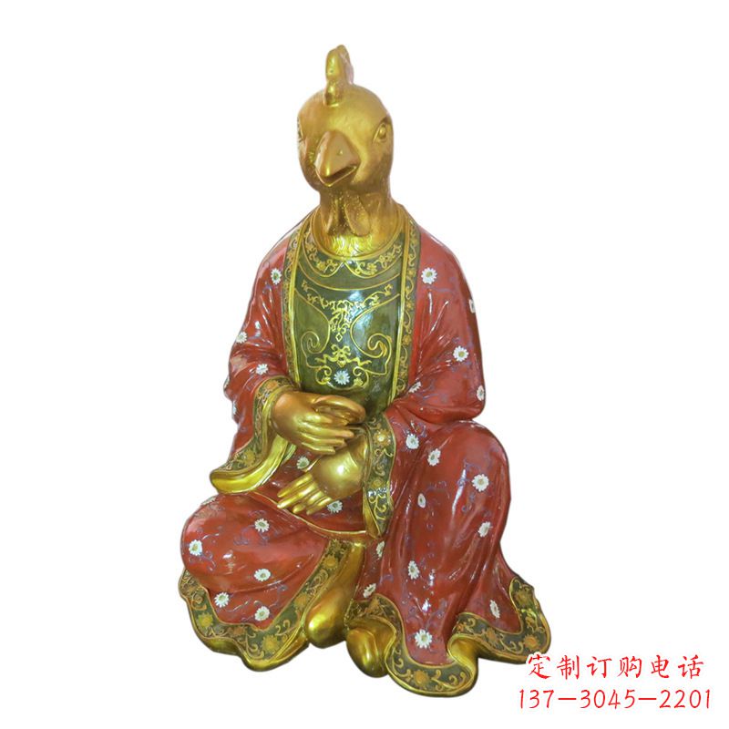 鹤壁鸡-玻璃钢彩绘生肖雕塑