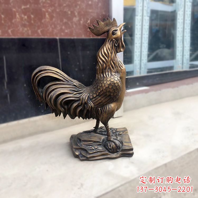 鹤壁金鸡报晓生肖动物纯铸铜雕塑
