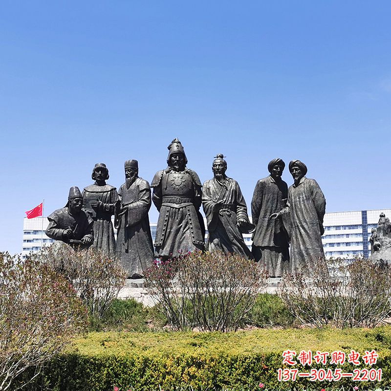 鹤壁景区公园成吉思汗人物群景观铜雕