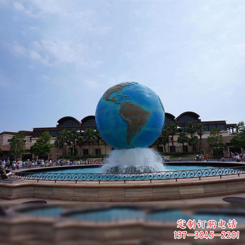 鹤壁视觉奇景,不锈钢水景喷泉地球仪雕塑