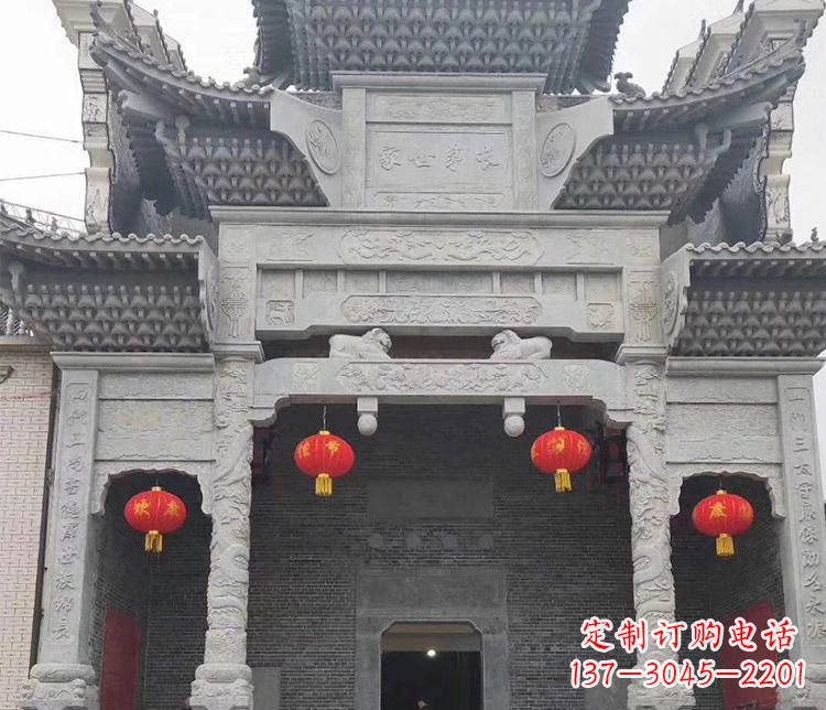 鹤壁景区三门牌坊石雕_2 (3)