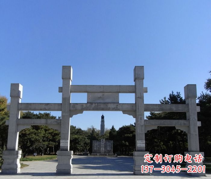 鹤壁景区三门牌坊石雕_2