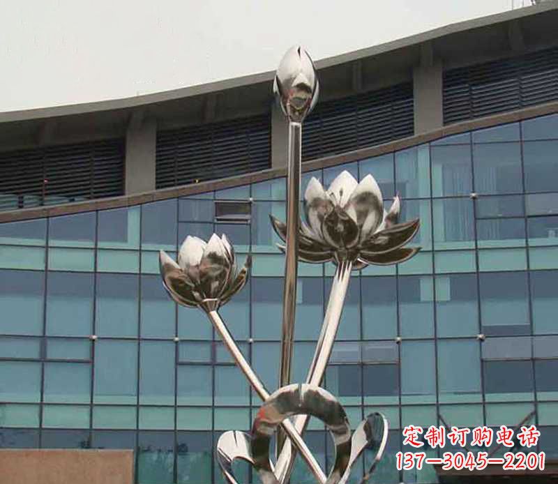 鹤壁优质镜面不锈钢荷花塑像