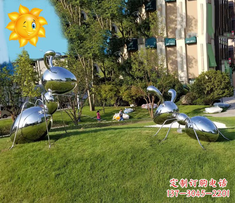 鹤壁优质镜面不锈钢蚂蚁雕塑