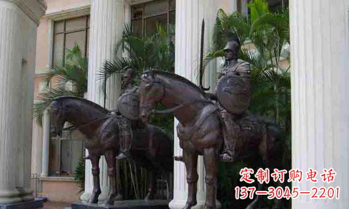 鹤壁酒店门口骑马的罗马士兵人物铜雕