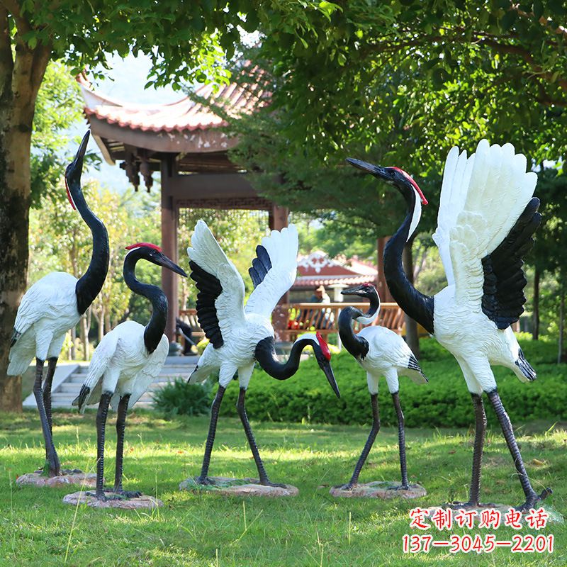 鹤壁精美彩绘丹顶鹤雕塑