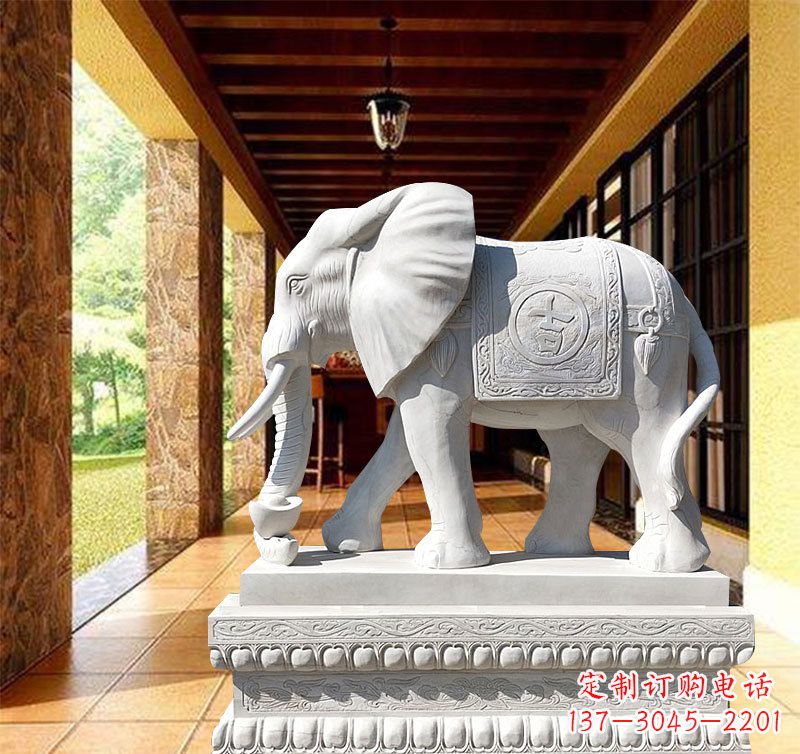 鹤壁刻绘大象石雕