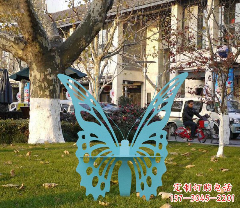 鹤壁蓝色不锈钢镂空蝴蝶雕塑