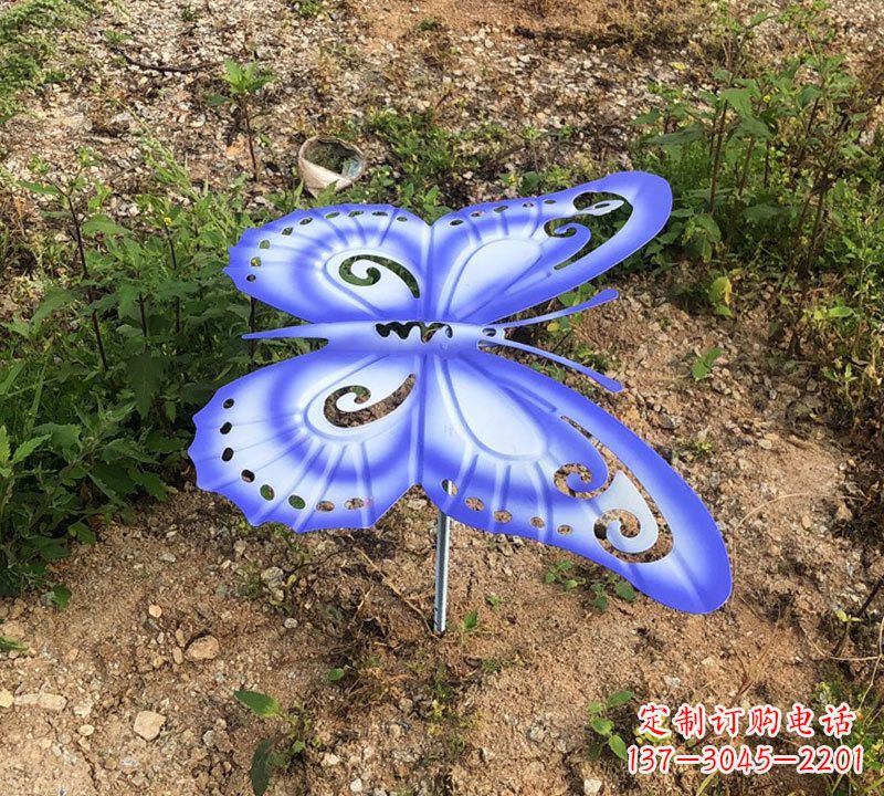 鹤壁蓝紫色不锈钢蝴蝶雕塑